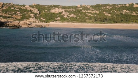 Aerial view beautiful of sea waves from drone. Stock image picture of blue color ocean water, wave, sea surface. Top view on turquoise waves, clear water surface texture. Top view, amazing nature back