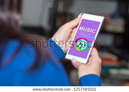 Smartphone screen displaying an online music concept