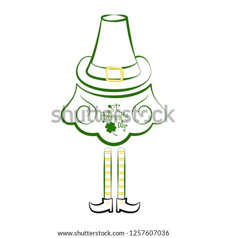 Sketch of a traditional irish hat with beard and elven legs. Vector illustration design