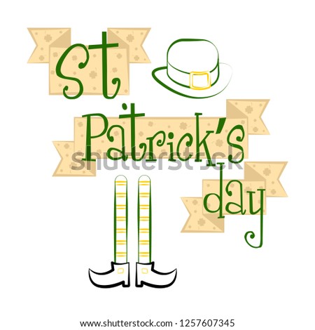 Isolated saint patricks day banner with elven legs and traditional irish hat. Vector illustration design