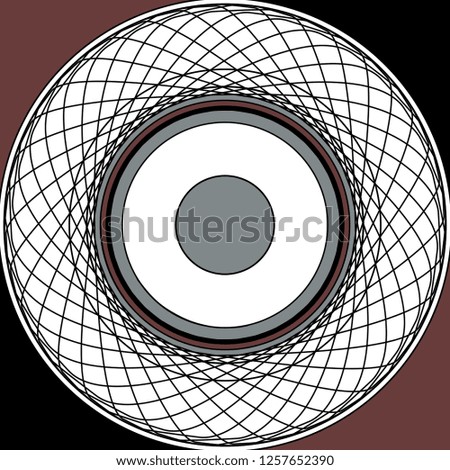 Circle with black, gray and white lines.