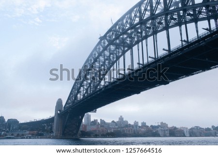 Sydney Harbour Bridge view with cloudy sky.