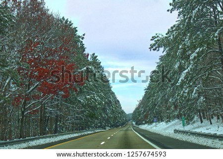 Snow Covered Roads I85 Virginia Royalty-Free Stock Photo #1257674593