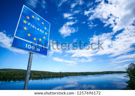 Finland Border Road sign
