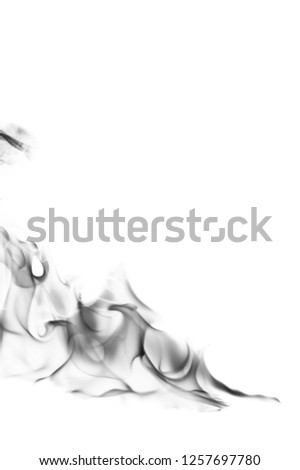 Abstract black smoke on white background, fire smoke, Photo image