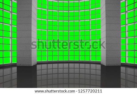 Greenscreen conceptual, modern industrial architectural windows grid, for background use
