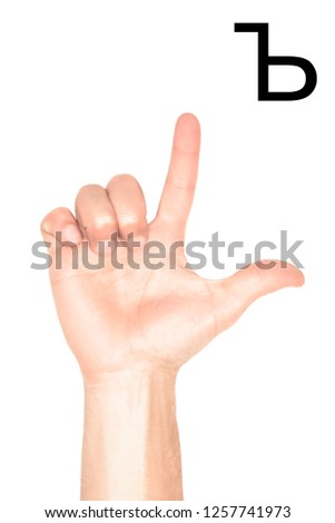 cropped view of male hand showing cyrillic alphabet, deaf language, isolated on white