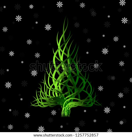 Abstract Christmas tree of wavy lines. Vector