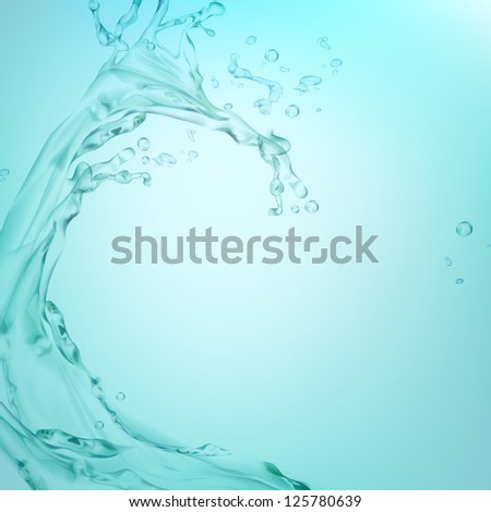 Illustration of water splash on turquoise background Royalty-Free Stock Photo #125780639