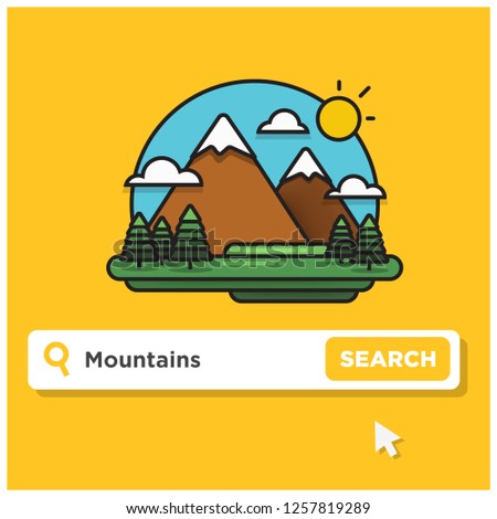Mountains written on a browser search bar