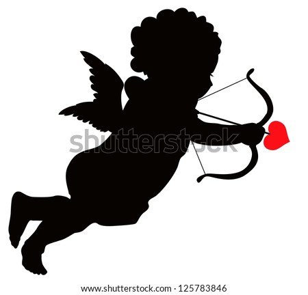 Cute cupid vector silhouette
