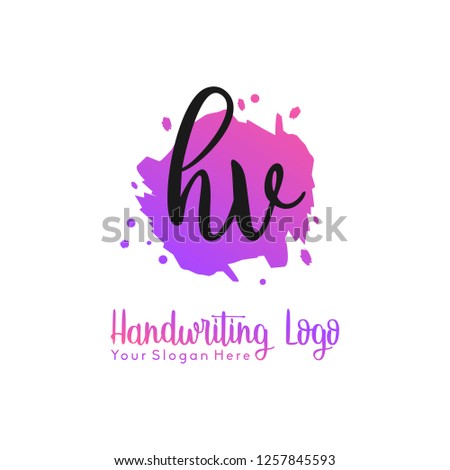 H V Initial handwriting logo vector