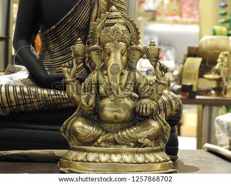 Lord Ganesha Idol. Made of made of five metals in Sanskrit language it called Panchaloha. He also known as Lord God Ganapati.