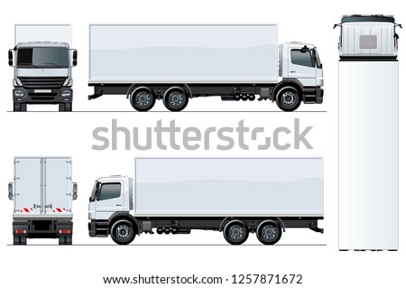 Vector truck template isolated on white for car branding and advertising. Available EPS-10 separated by groups and layers with transparency effects for one-click repaint. Royalty-Free Stock Photo #1257871672