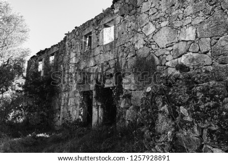 mountain stone house ruined walls