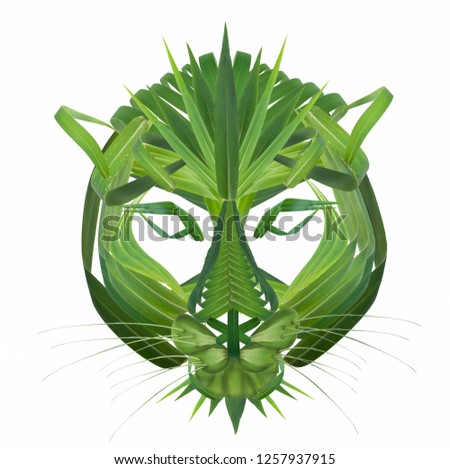Panther mask design using grass isolated.Take a picture and then arranged into a tiger.This has clipping path.