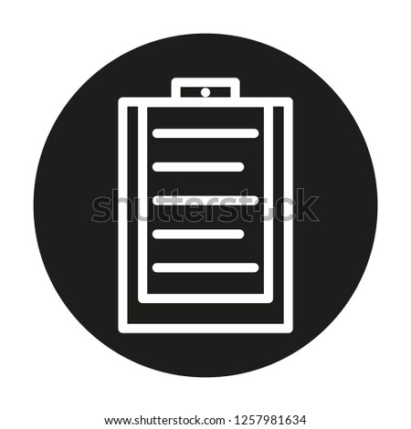 paper on board icon with black circle background,perfect art and modern design