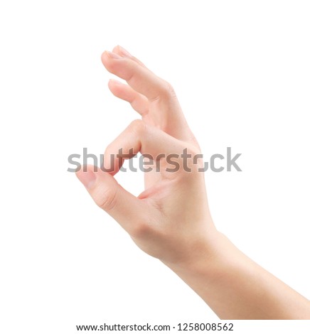 Close-up The hands showing OK gesture with finger, image have clipping path.