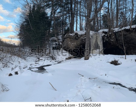 Roadside Waterfall In Winter-Upper Peninsula, Michigan