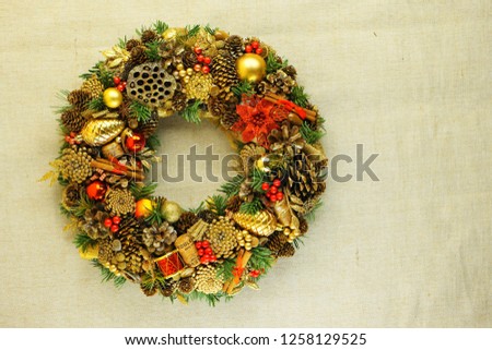 beautiful handmade wreath for decoration for christmas