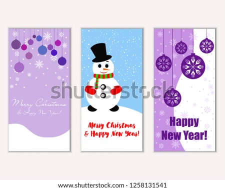 Vector illustration of Merry Christmas and Happy New Year greeting cards