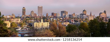 Milwaukee panorama in spring scenery
