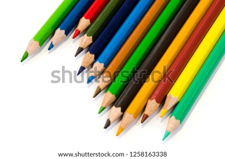 Color pencils on a white background. Isolates on a white background.