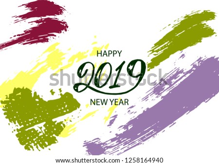 Universal background 2019. Abstract background Happy New Year. Colorful elements. Cover, flyer, banner. Wallpaper