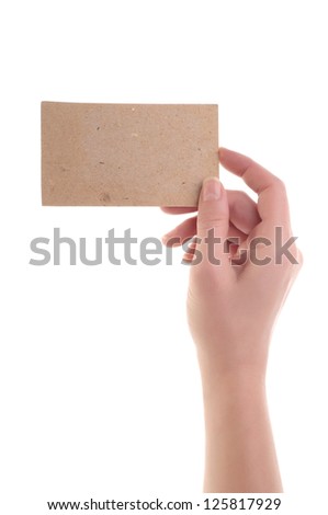 Women hand holding blank card