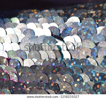 close up on silver shining sequins