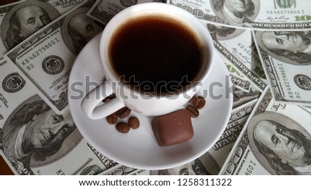 American dollar coffee cup, coffee beans turkish delight