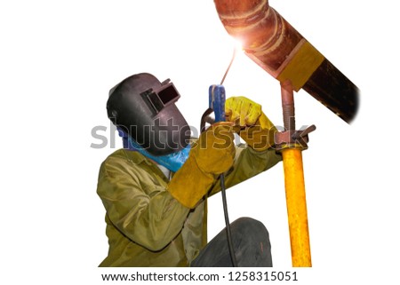 Welding work isolated on white background