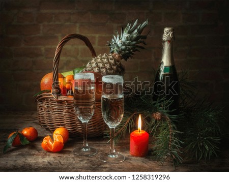 New year still life with champagne