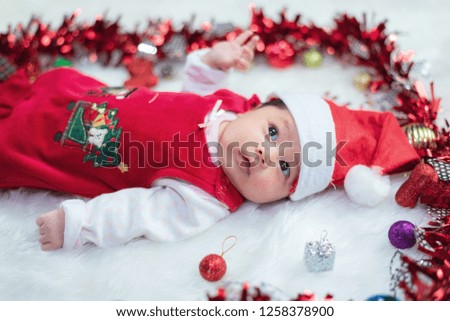portrait of cute baby in christmas concept