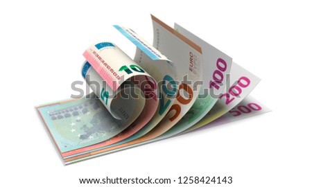 rolled euro bills money stack Royalty-Free Stock Photo #1258424143