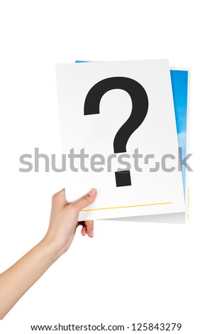Woman's hand in the question mark