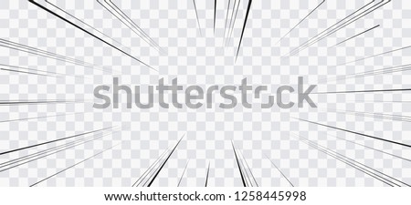 Comic book action lines. Speed lines Manga frame. Cartoon background. Black and white vector retro illustration Royalty-Free Stock Photo #1258445998