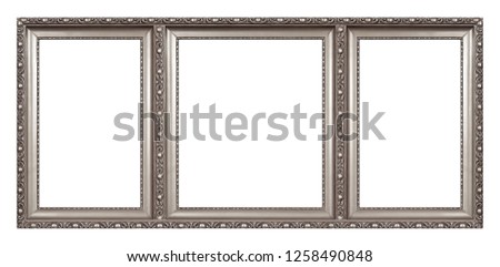 Triple silver frame (triptych) for paintings, mirrors or photos