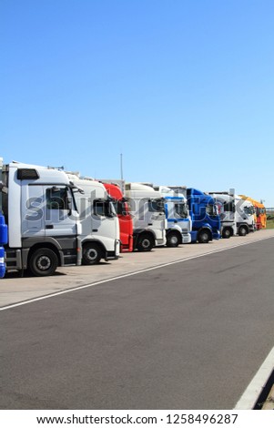 Trucks on a parking