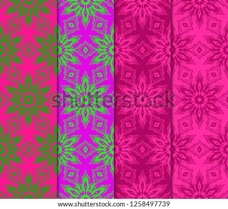 Set Of Luxury Geometric Ornament. Seamless Pattern. Color. Vector Illustration. For Wallpaper, Invitation, Holiday Background.