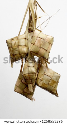 Indonesian food boiled in young coconut leaves wrapped in rhombus