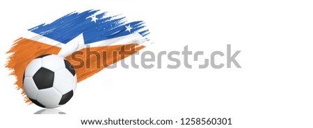 Painted brush stroke in the flag of Tierra del Fluego Province Argentina. Soccer banner with classic design isolated on white background with place for your text