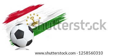 Painted brush stroke in the flag of Tajikistan. Soccer banner with classic design isolated on white background with place for your text
