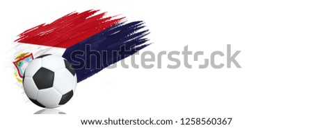 Painted brush stroke in the flag of Saint Martin. Soccer banner with classic design isolated on white background with place for your text