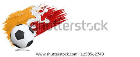 Painted brush stroke in the flag of Butane. Soccer banner with classic design isolated on white background with place for your text