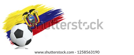Painted brush stroke in the flag of Ecuador. Soccer banner with classic design isolated on white background with place for your text