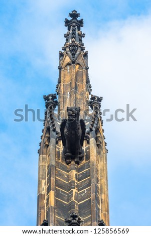Detailed close up view of the gargoyle? in St. Vitus Cathedral in Prague Castle in Prague, Czech Republic