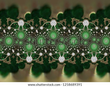 A hand drawing pattern made of green white and black.