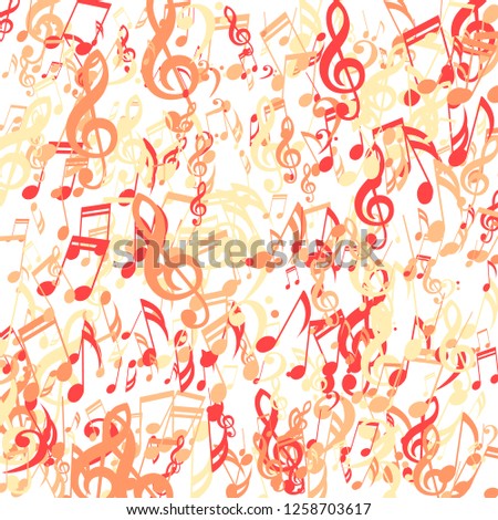 Lines of Musical Notes. Modern Background with Notes, Bass and Treble Clefs. Vector Element for Musical Poster, Banner, Advertising, Card. Minimalistic Simple Background.