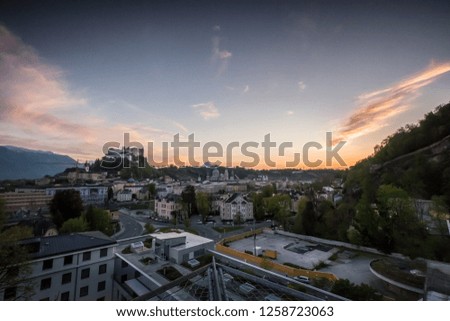 sunset over city of salzburg